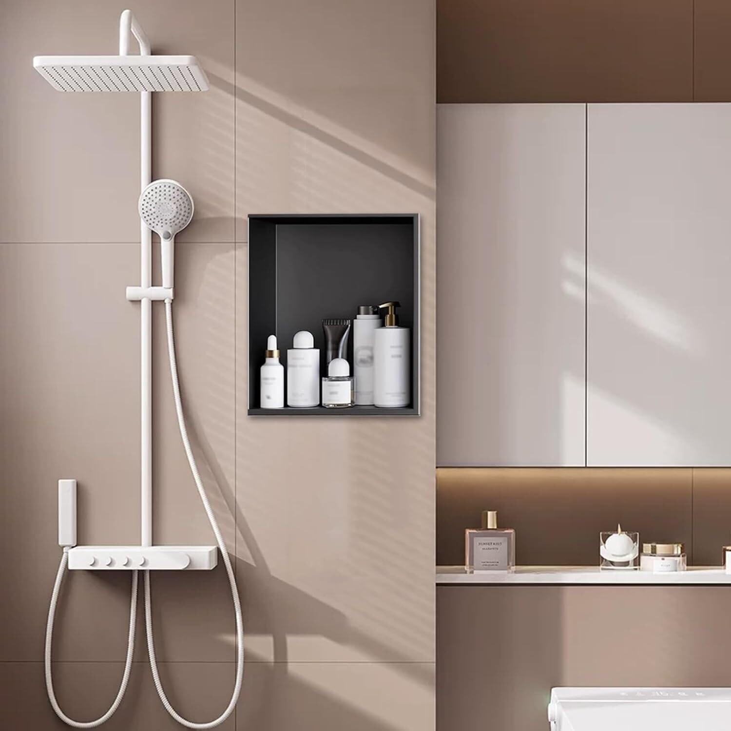 Niche de douche double encastrable inox étagère murale salle de bain 32x32