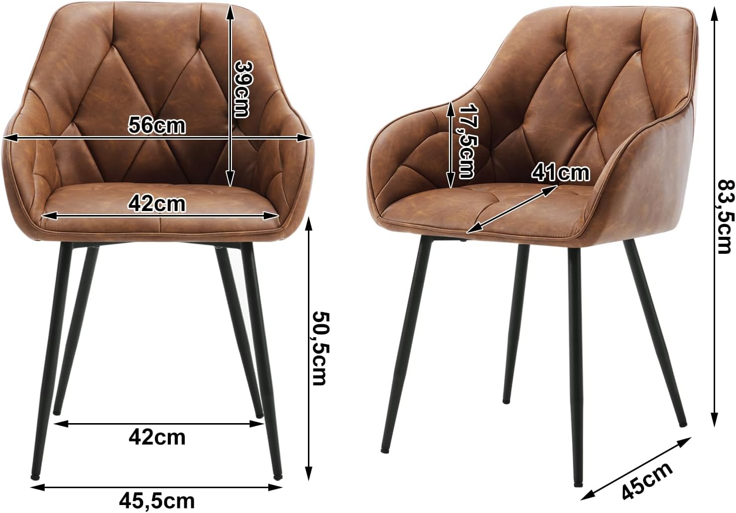 Detailed dimensions of the WOLTU dining chair