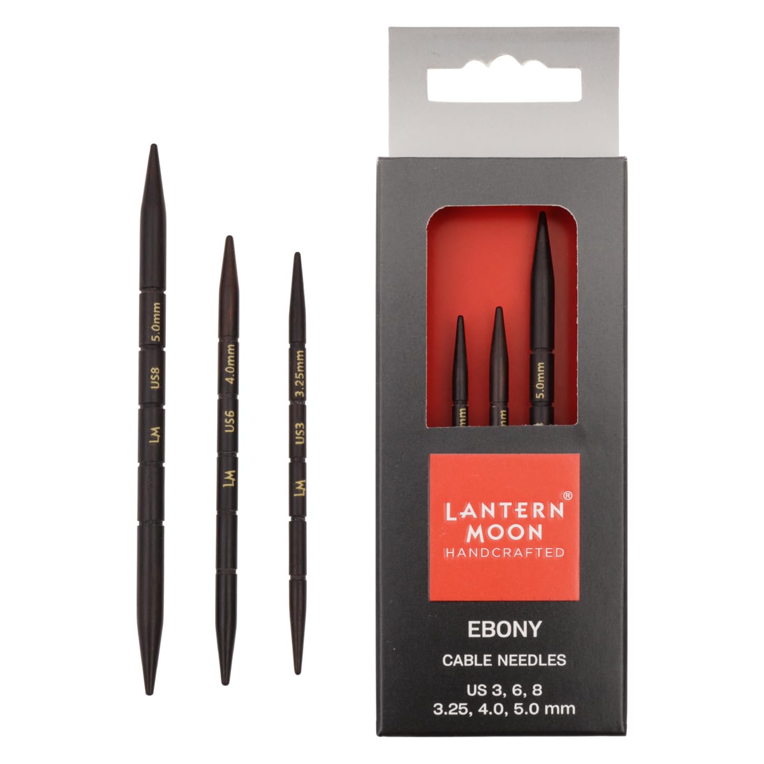 Lantern Moon Cable Needles: Ebony Wood: set of 3