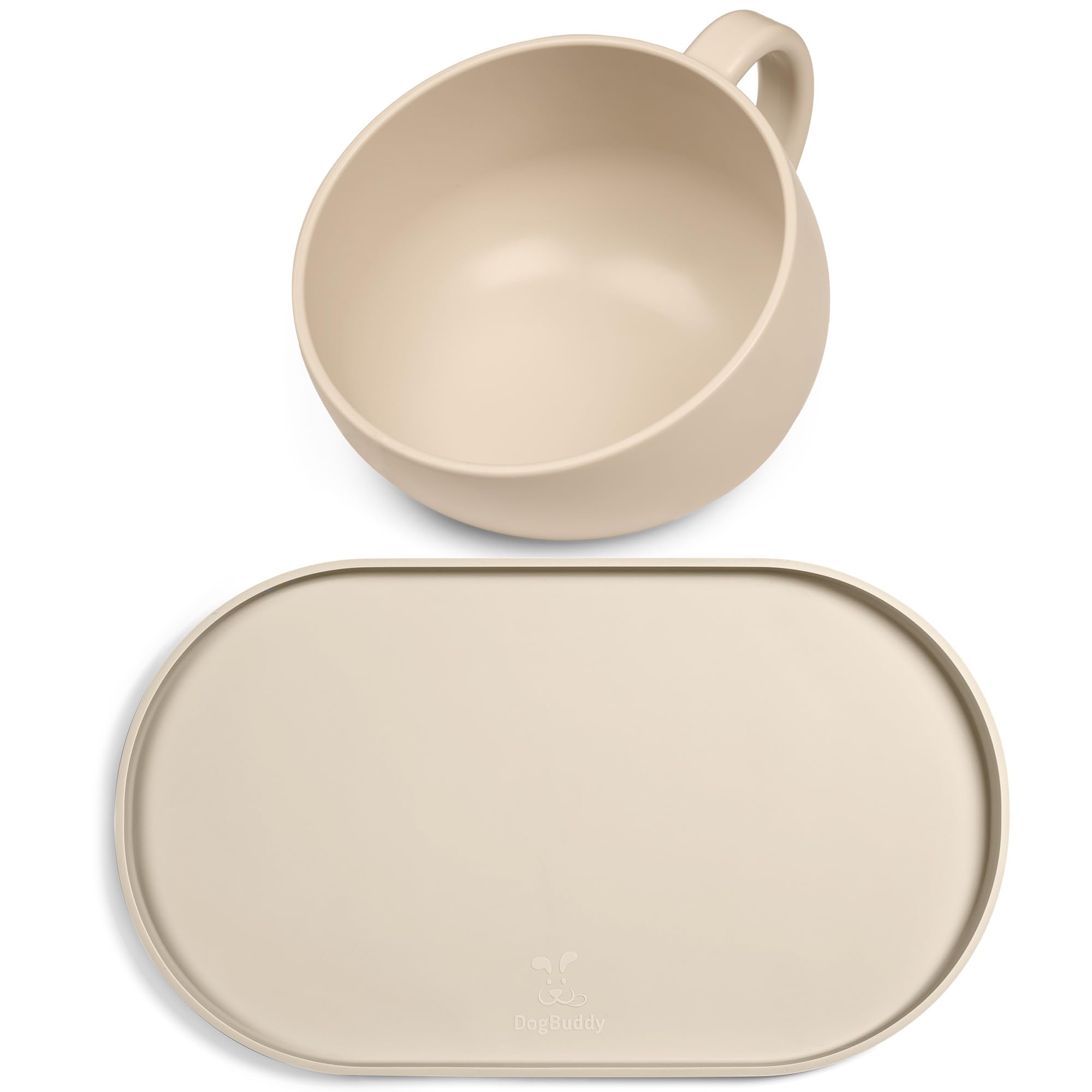 DogBuddyFood Mat (Large, Sand) and Cup (Sand) Bundle