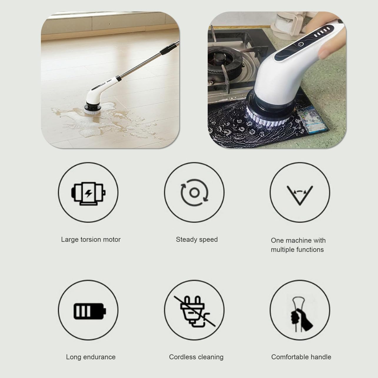 Electric Spin Scrubber Cordless Multifunction Retractable Handle Bathroom Tile Power Cleaning 9 Brushes Bath Tub Scrubber