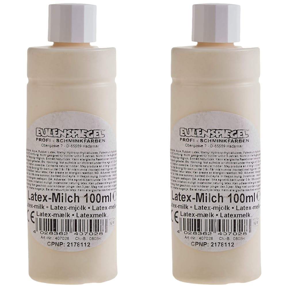 Eulenspiegel 407028 - Profi-Schminkfarben Latex-Milch, 100 ml, Halloween, Karneval, Mottoparty (Packung mit 2)