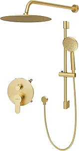 Gabrylly wall-mounted shower system with 8" rain head and 5-setting handheld