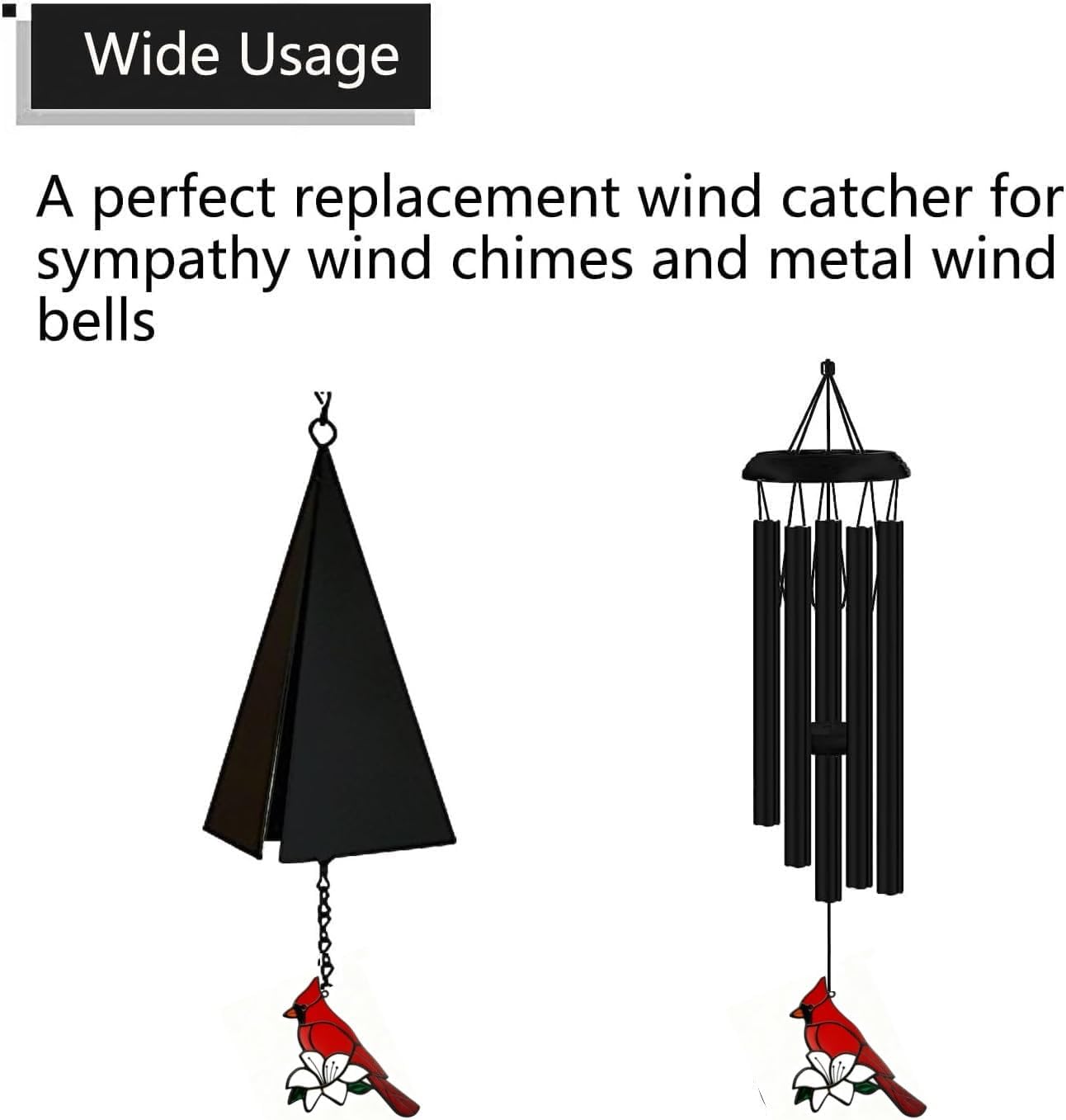 Replacement Wind Catcher, Wind Chime Sail Replacement with 16.4FT Nylon Cord, Metal Wind Chime Parts Replacement for Sympathy Wind Chimes and Wind Bells, Colorful red Cardinal image 3