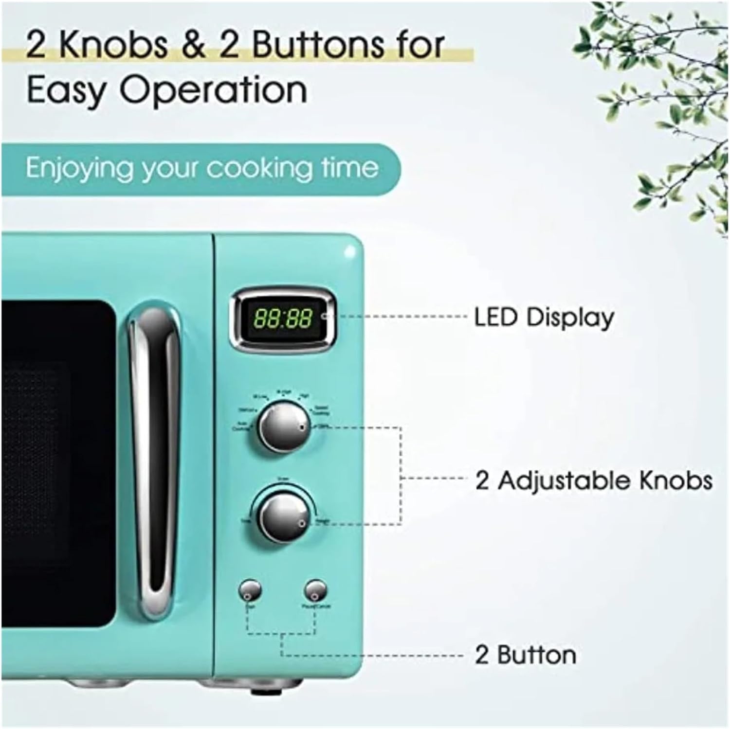Microwave 0.9Cu.Ft 900W Countertop Microwave Oven With 5 Power Levels Defrost Auto Cooking LED Display Pull Handle Easy C