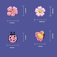 Vista 2 de 24 dijes de flores rosas para zapatos de zueco, sandalias, pulseras, dijes lindos, Metal no precioso., No es una piedra preciosa