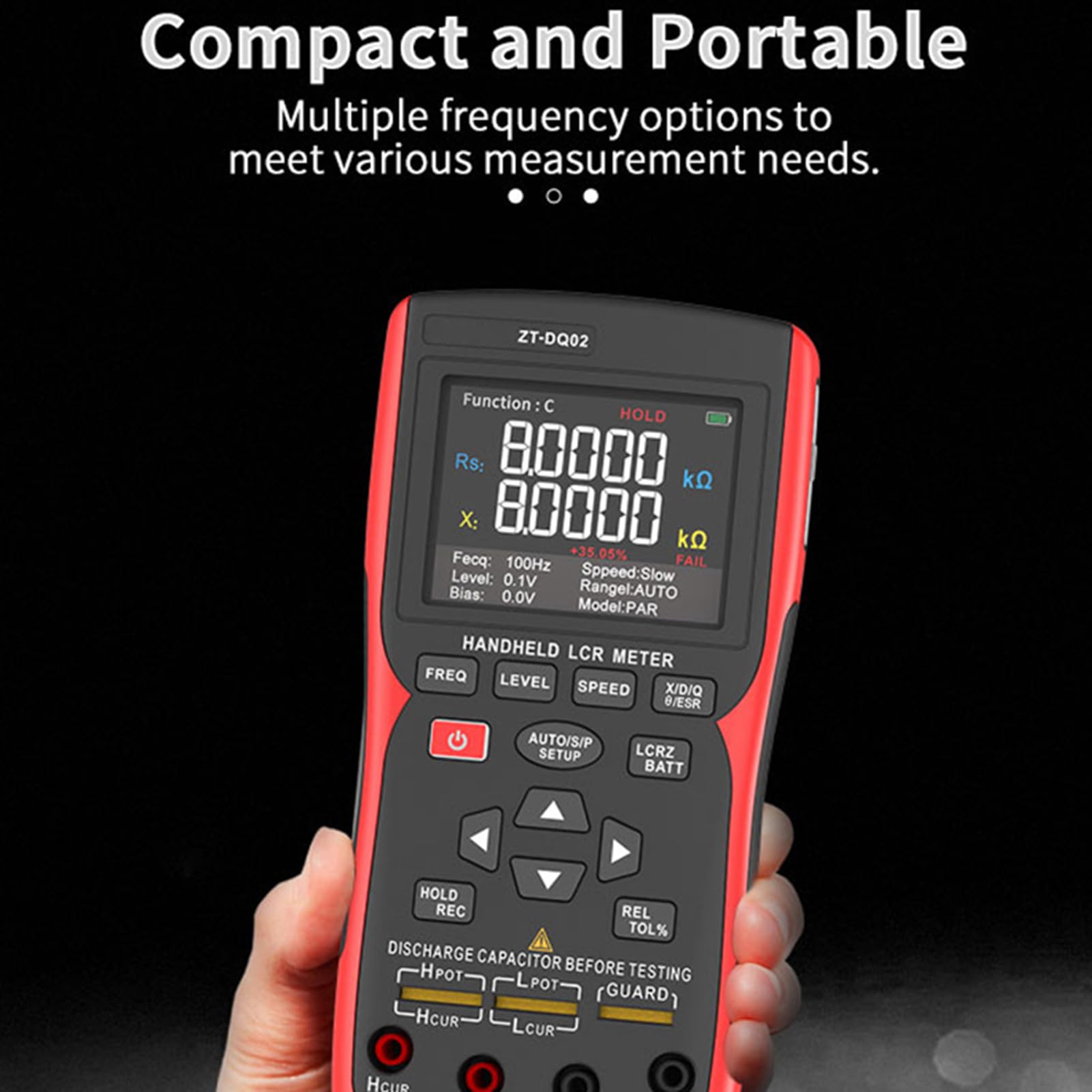 Karlak Testeur de Multimètre Numérique, Testeur de Batterie Double Mode à écran LCD, Mesure 0,01 Ω – 10 MΩ, 1 PF – 100 MF avec 5 Modes de Fréquence de 100 Hz à 100 KHz pour les