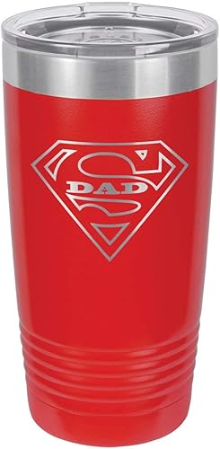 SUPER DAD-B RED Vaso de bebida de 20 onzas con pajita  Taza de viaje grabada con láser  Comparar con Yeti Rambler  Idea de regalo para papá para el
