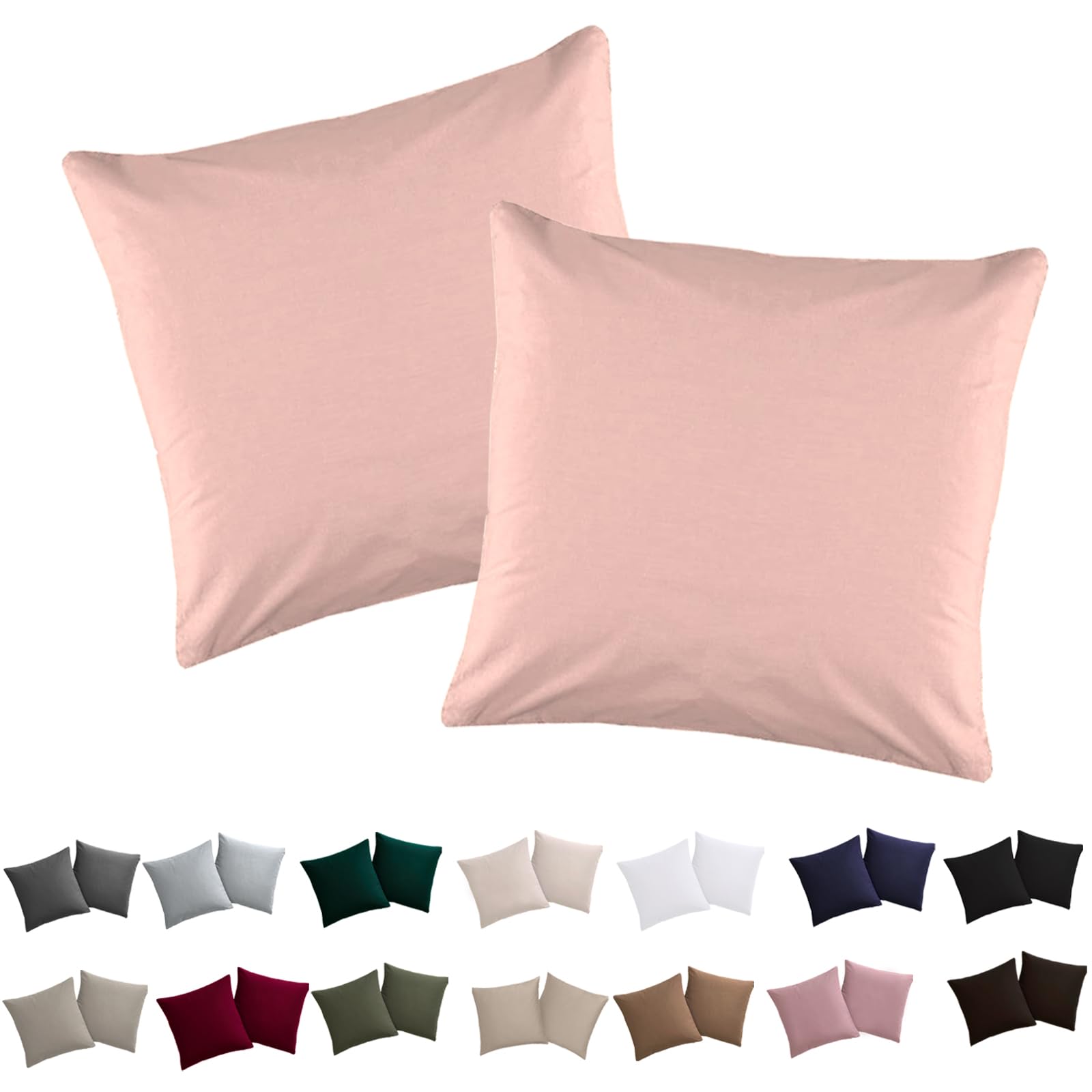 Soifox Cushion Cover 80 x 80 cm, Set of 2 - Pillowcases 80 x 80 cm, Cherry Blossom Pink, 100% Microfibre, Non-Iron and Wrinkle-Free with Zip — image 1