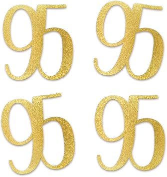 Gold Glitter 95 Cut-Out Numbers, 95th Birthday Party Anniversary Decorations DIY Essentials