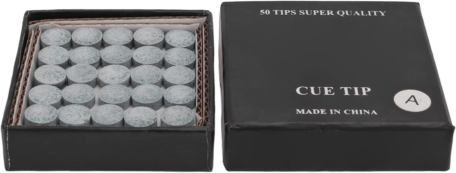 Alvinlite 9.5 11 mm Medium Hard Cue Tips 50 Pieces Leather Billiard Stick Replacement Tips with Storage Box Snooker Daily Training Use, Grey 2 9.5mm Type Pool