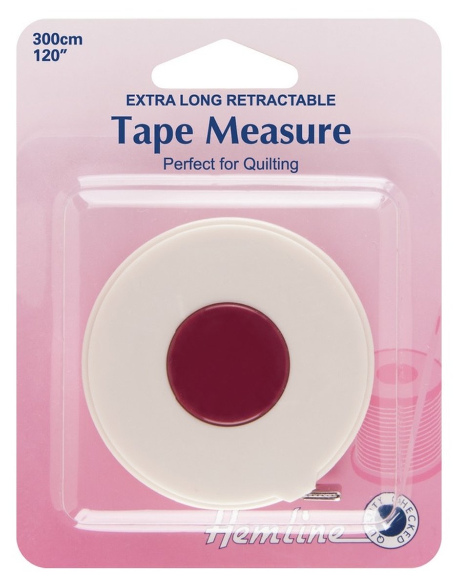Hemline - Cinta métrica de costura (extra larga, retráctil, 3 m)