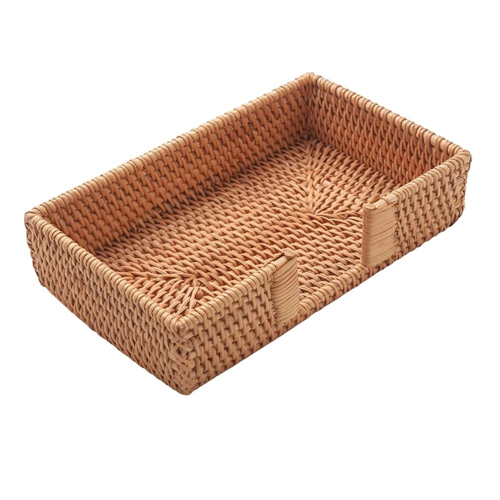 CTRLZS Rattan Rectangular Napkin Holder Wicker for Kitchen, Flat Napkin Holders for Paper Napkins Basket