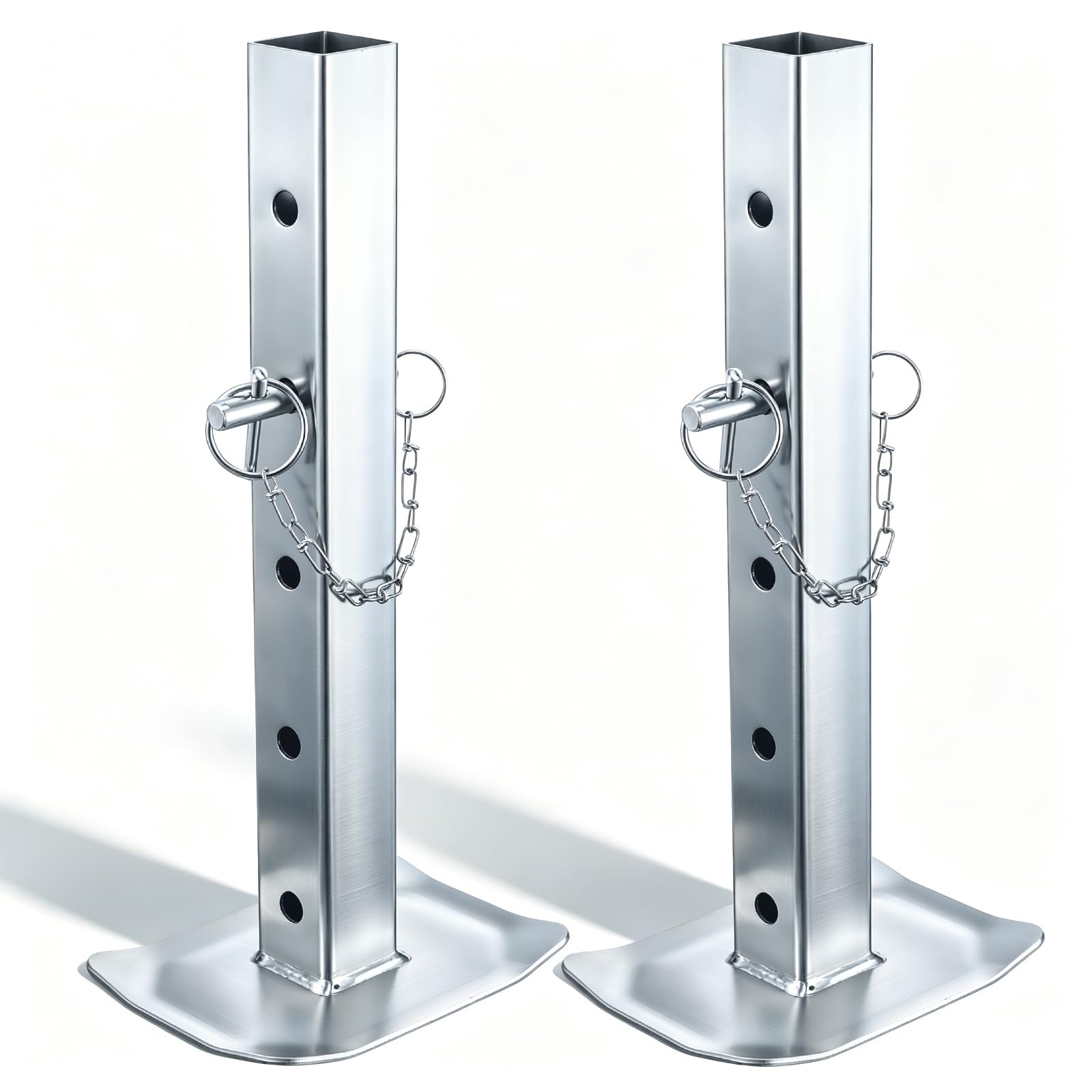 Photo 1 of ElaraBerry 2 Pcs Drop Leg and Pin for Jack, 8000 lbs, Adjustable Jack Stand for 2 Inch Square Tube Trailer, Heavy Duty Galvanized Steel Drop Legs with 5 Mounting Holes for Car Maintenance Support
