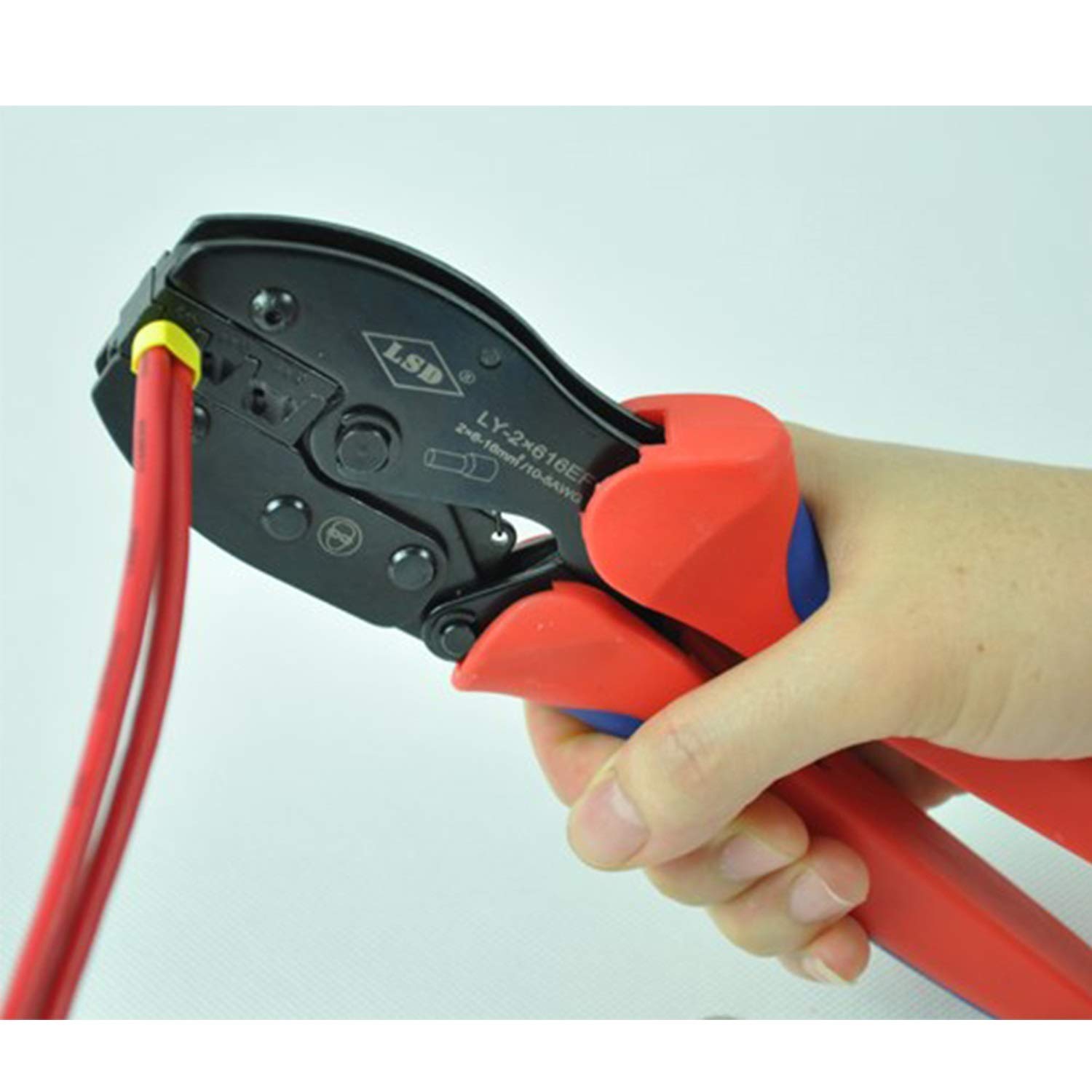 Pince à dénuder Fil à sertir/outil de sertissage à extrémité double avec cordon isolé, 2 * 6-16mm²