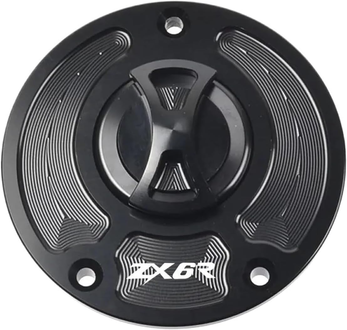 DNRJEWTA Fuel Tank Cap Keyless Motorcycle Fuel Fit For GAS Tank Cap Cover Fit For Kawasaki Ninja ZX-6R 636 ZX636R 2007-2018 ZX6R ZX 6R (Color : Black)