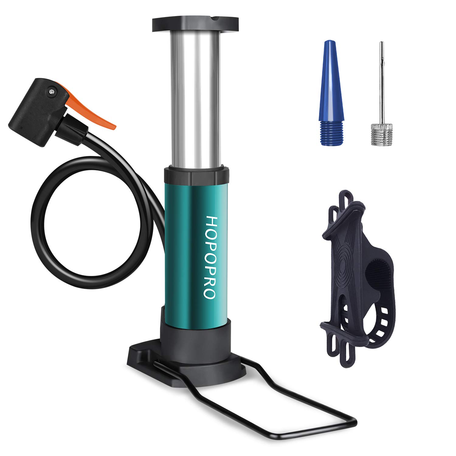 Mini Bike Pump Hopopro Portable Bicycle Tire Pump Mini Bike Floor Pump Hand Foot Activated Bike Pump with Presta Schrader Valves Gas Needle for Road Bike Mountain Bike Balls Balloons