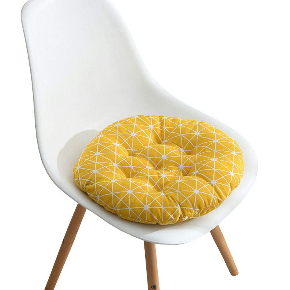 JK Home Soft and Comfortable Round Chair Pad Seat Cushion for Dining Living Room Office Chairs Yellow 50x50cm