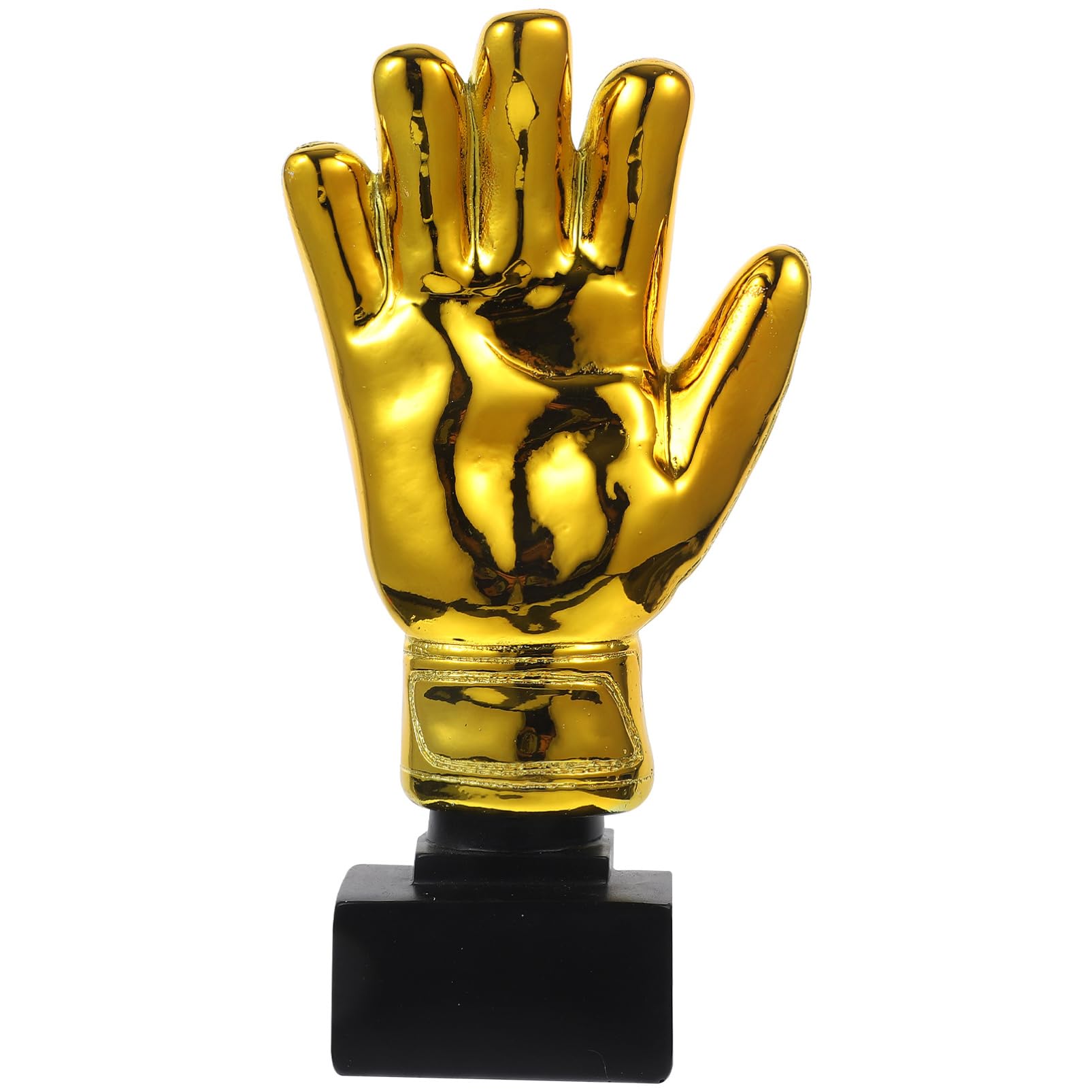 TOYANDONA Trofeo con guanti da portiere in resina rivestita in oro, premio per partite di calcio, ornamento da scrivania per ufficio, scuola e asilo (26,5 cm)