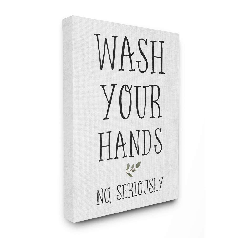 Stupell Industries Wash Your Hands Cottage Charm Bathroom Sign, Designed by Daphne Polselli Wall Art, 36 x 48, Canvas