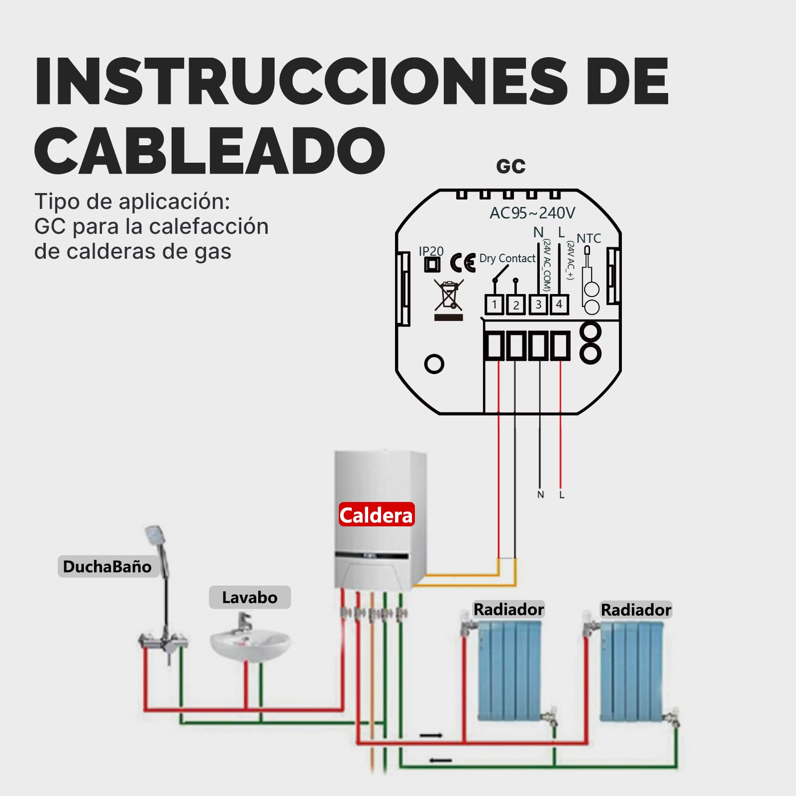MOES Gas/Calentador - Agua Termostato Inteligente | Wi - FI Termostato de habitación programable compatible, Alexa Echo/Google Home, Smart Living/Application Tuya