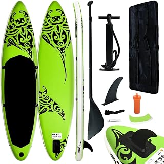 Inflatable Stand Up Paddleboard Set 366x76x15 cm Green-Sporting Goods