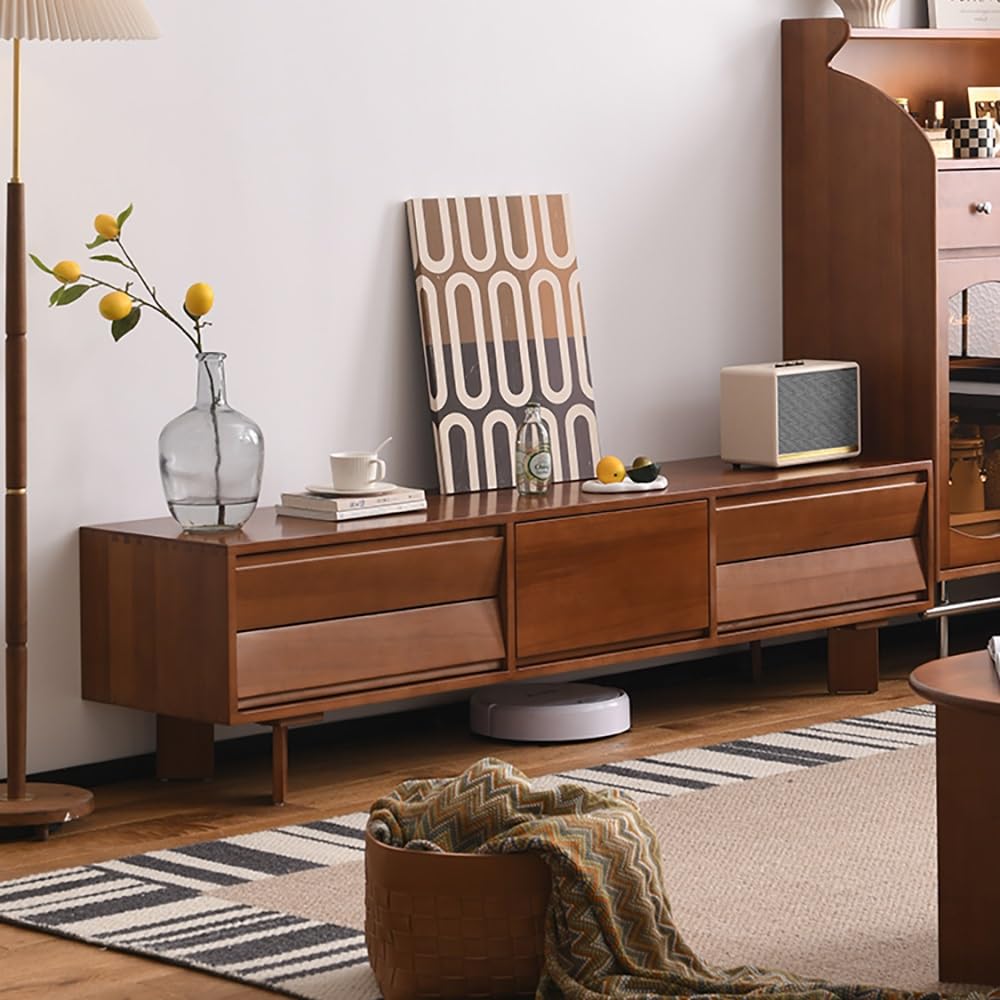 TV-Konsole, Entertainment-Center 180cm Schlichter Massivholz-Wohnzimmerschrank, Retro Unterhaltungszentrum für Zuhause, Vielseitiges Möbel für Hotels & Pensionen TV-Ständer fürs Wohnzimmer