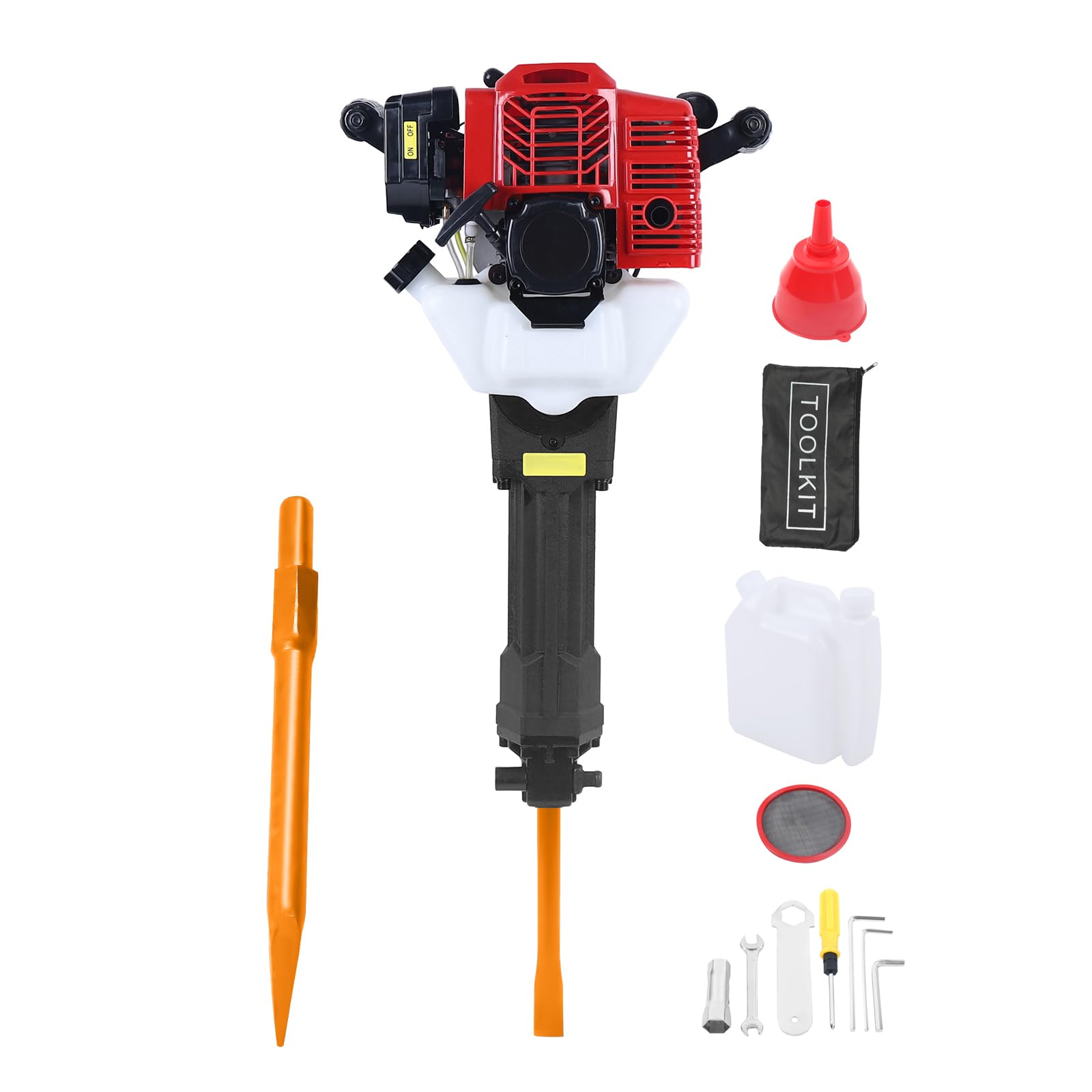 Levkitch 1900W Petrol Demolition Jack Hammer With Pointed,Flat Chisel