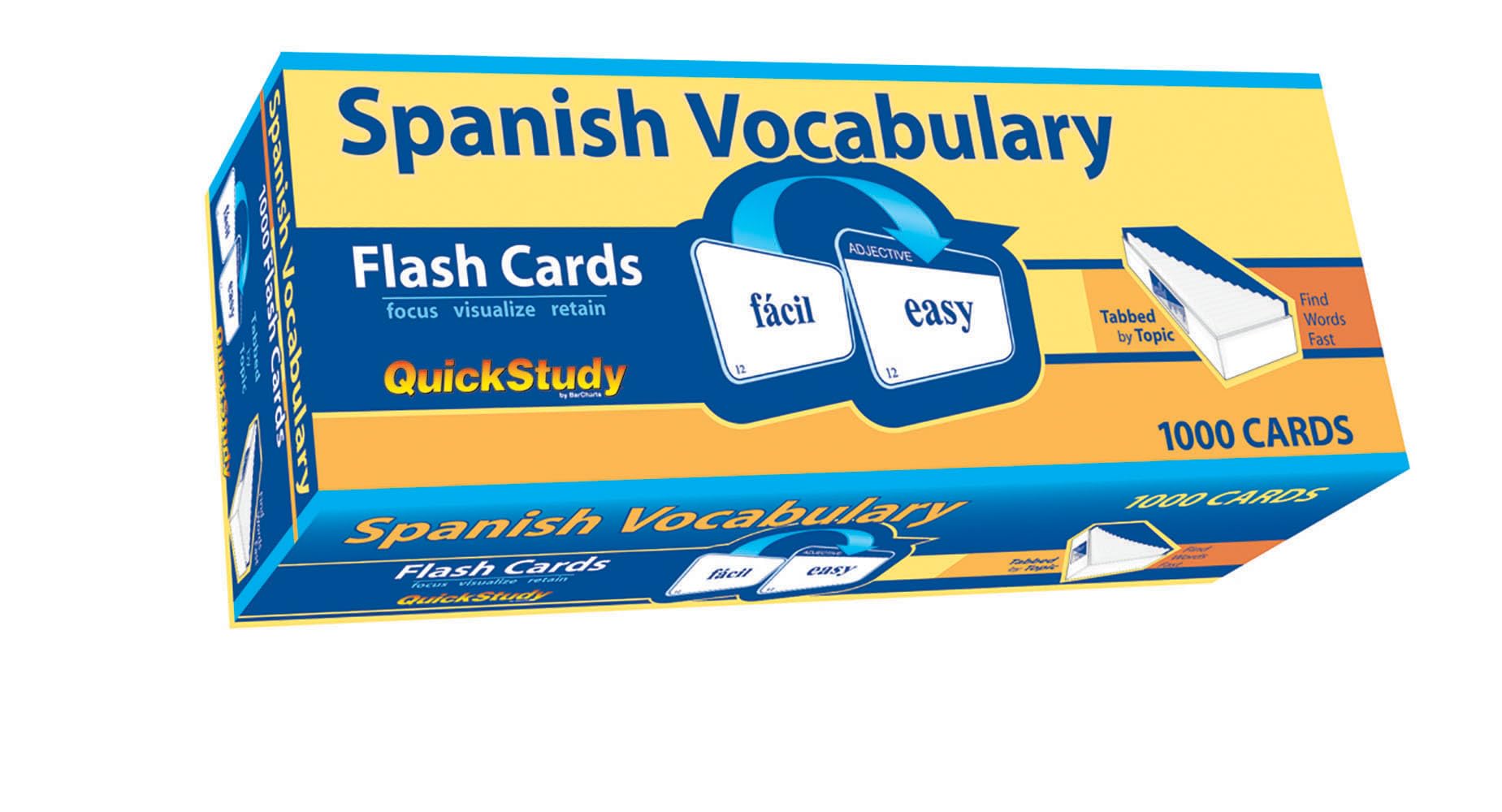 Spanish Vocabulary Flash Cards (1000 Cards): QuickStudy Reference Tool (QuickStudy Academic)