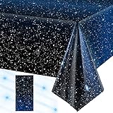 Space Tablecloth Starry Night Tablecloth Decorations Plastic Galaxy Table Cover Space Stars Theme...