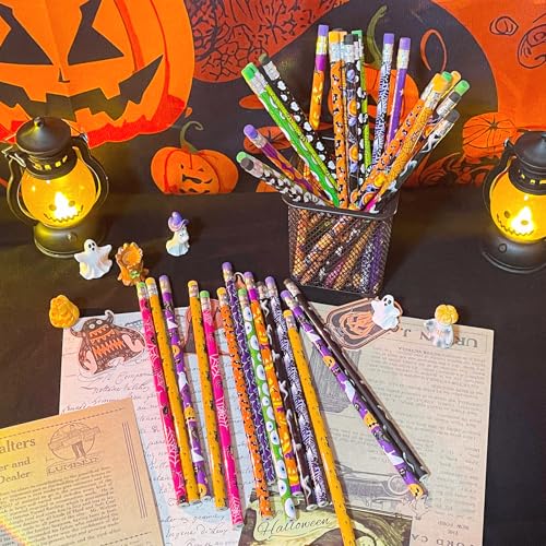 48 lápices Halloween de madera con borrador miniatura 4