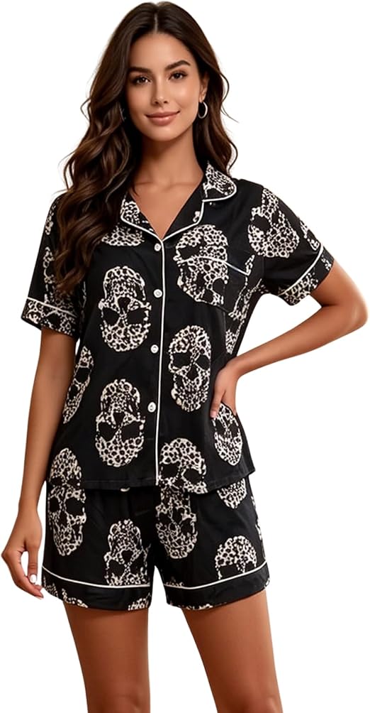 PORRCEY Women's Pajama Set Floral Animal Sleepwear Lounge 2 Piece