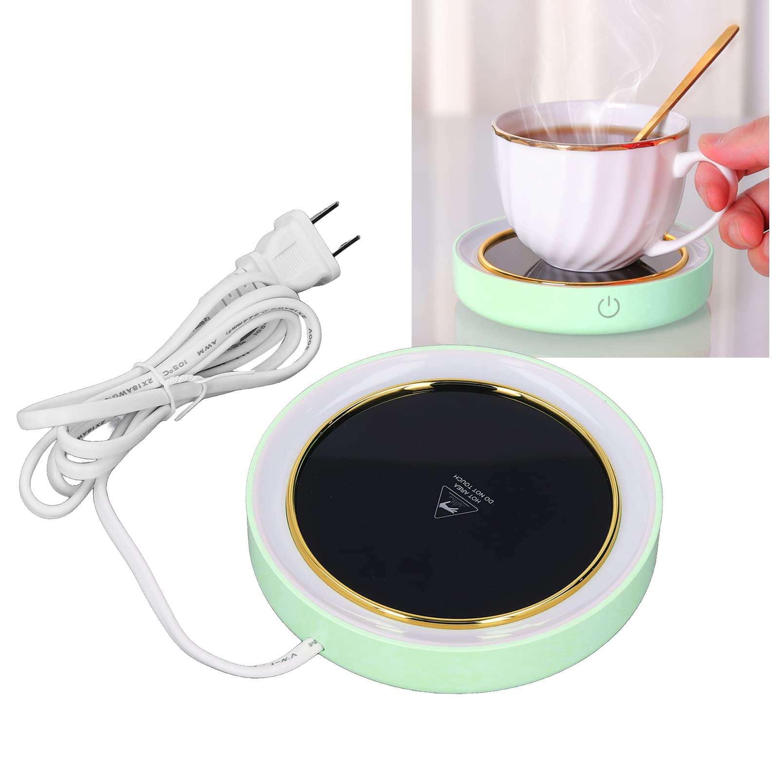 Calentador de tazas, calentador de café de temperatura constante para escritorio, calentador eléctrico de tazas con luz LED para casa, oficina, cafetería (verde)