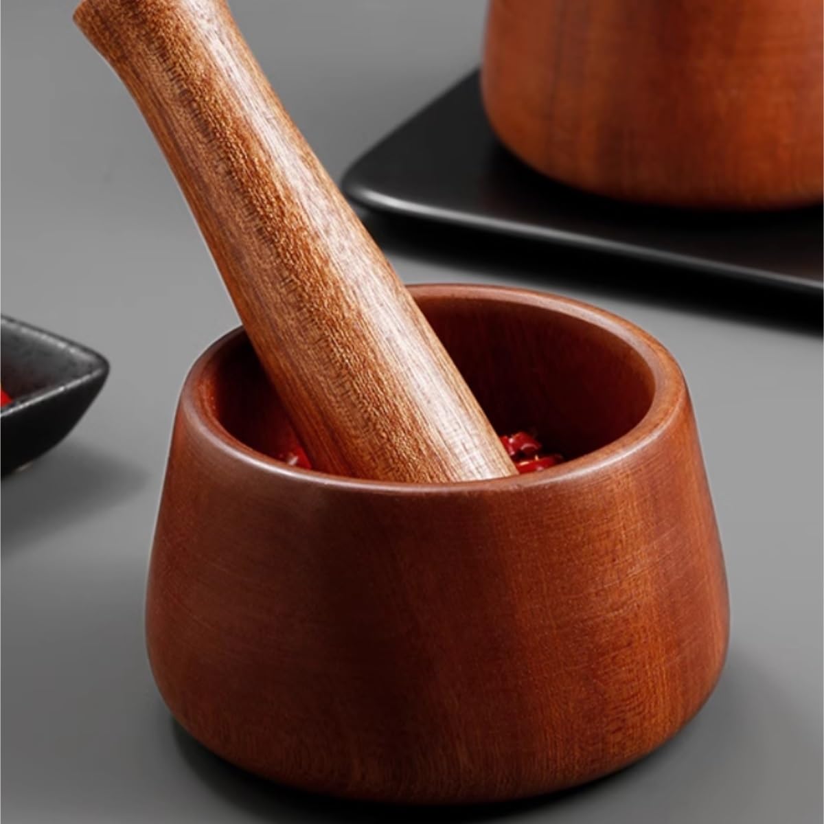Mörser Stößel Küche Manuelle Knoblauchpresse Aus Holz for Den Haushalt, for Kochen, Pfeffermühle, Stößel-Set Knoblauchschleifwerkzeug