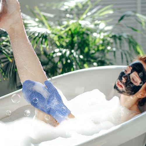 Exfoliating Shower Mitts - Dead Skin Remover Gloves for Men & Women(1 Pair Moderate)