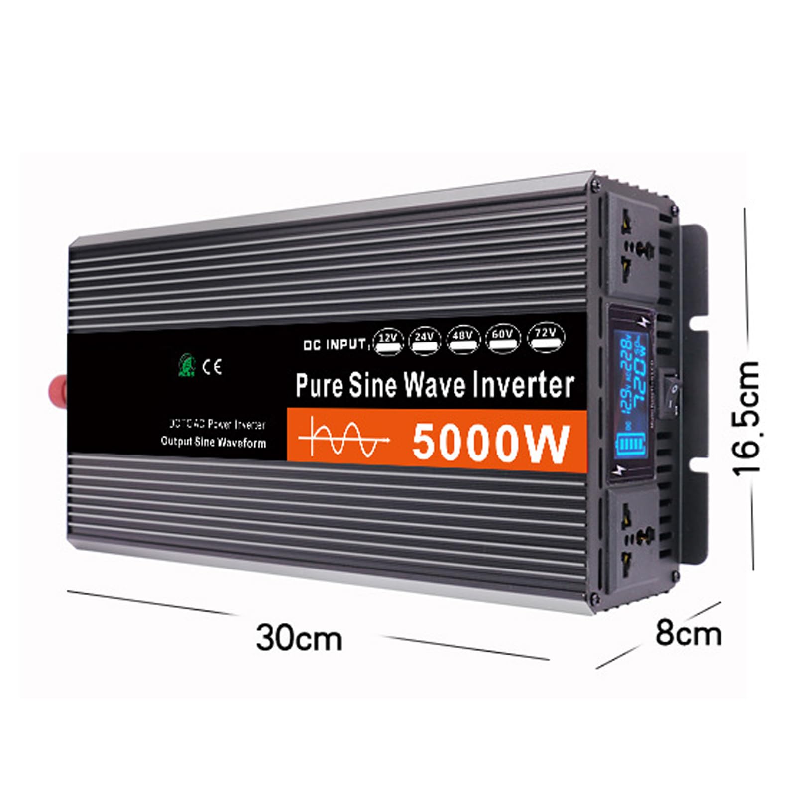 Inverter a Onda Sinusoidale Pura da 5000W, Caricabatterie, Convertitore da 12V 24V 48V 60V 72V CC a 110V 240V CA, Inverter di Potenza per Camion, Casa, Camper, Inverter Solare Fuori (Size:72V to 110V)