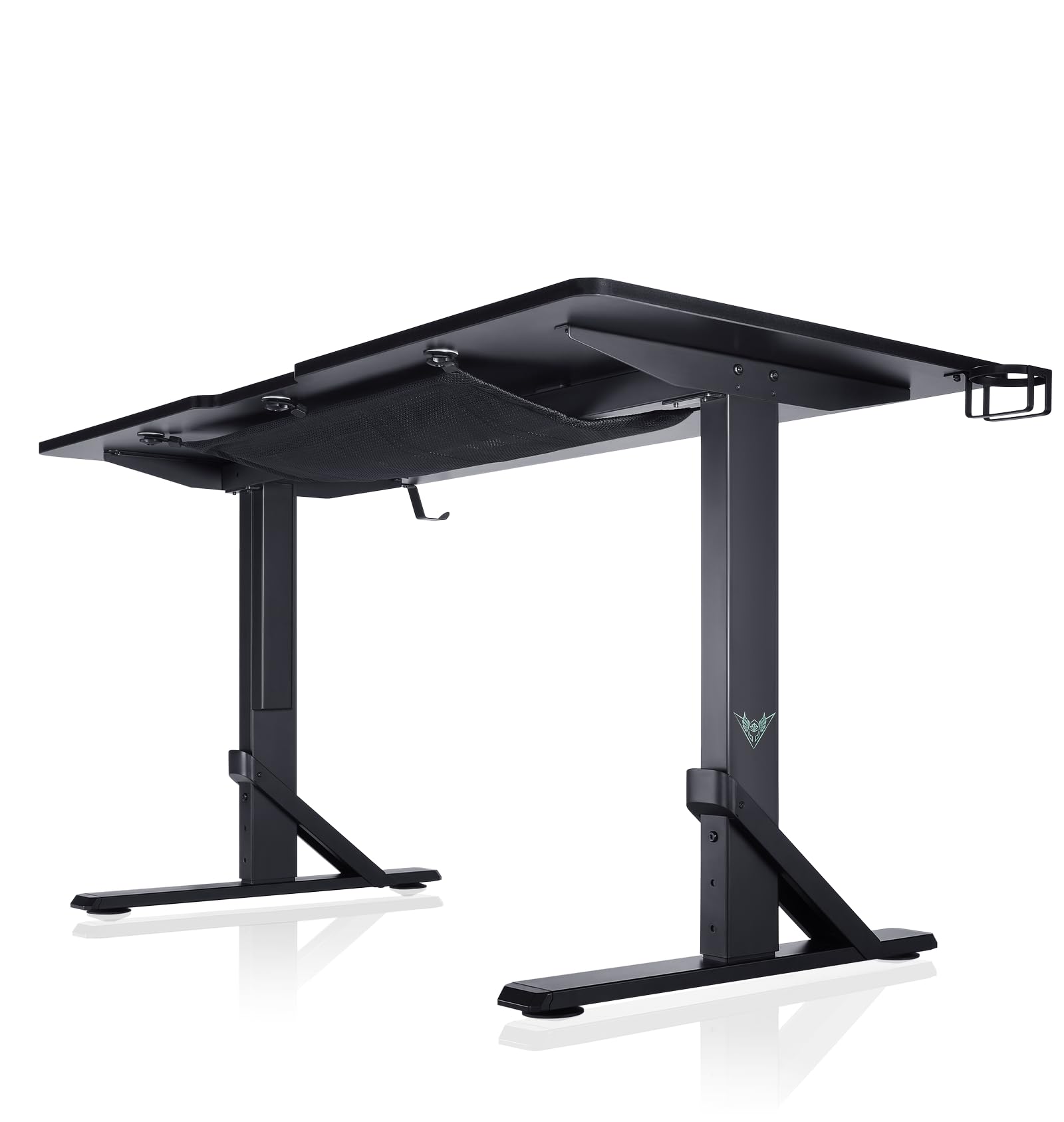 VALK Skuld - Bureau Gaming 136x60 cm, Hauteur Réglable 71-81cm, Supporte jusqu'à 100 Kg, Porte Gobelet, Repose Casque, Garantie 3 Ans, Table Gamer pour Ordinateur PC, Bureau Informatique (Noir)