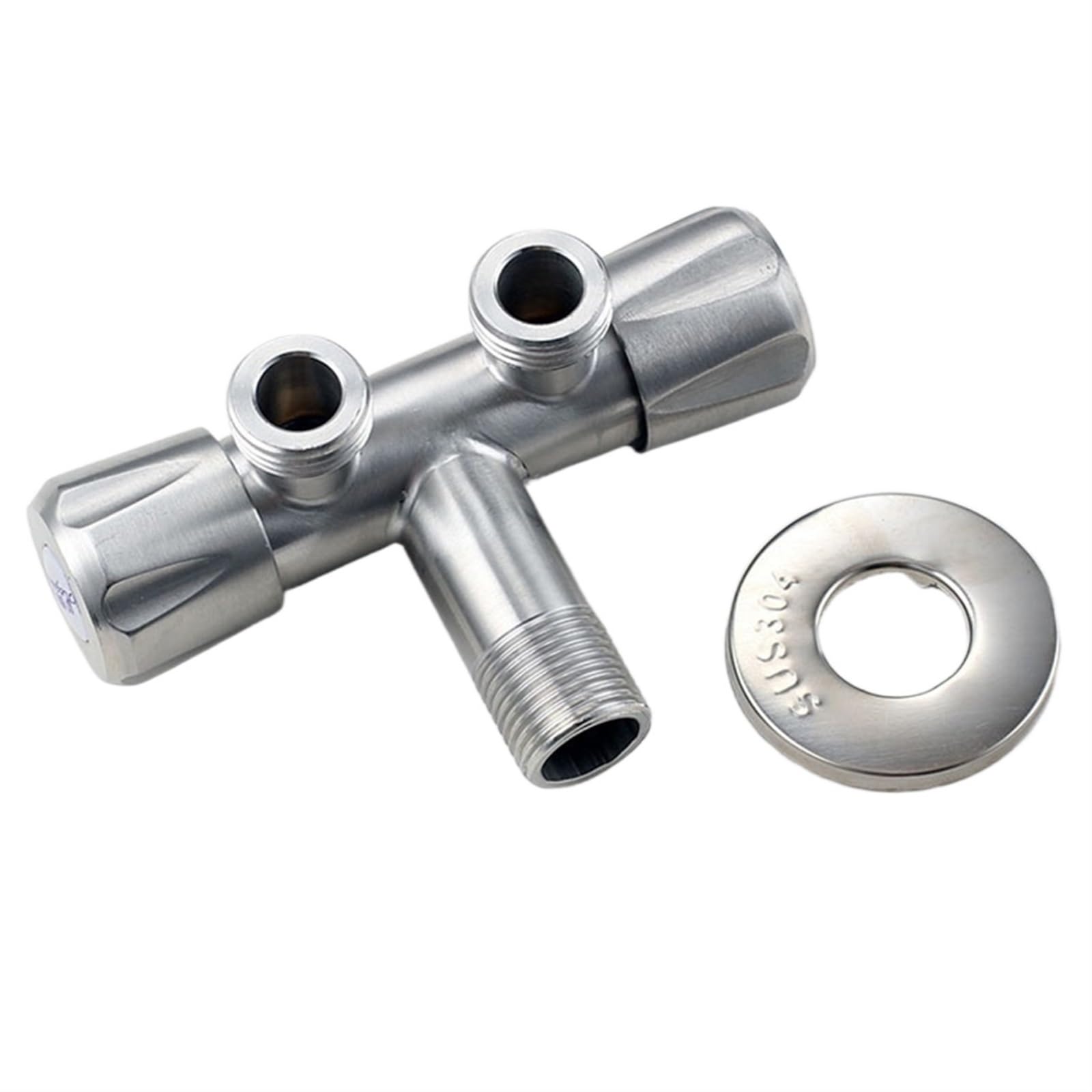 Robinet d'arrêt double sortie G1/2 en inox avec vannes de contrôle indépendantes