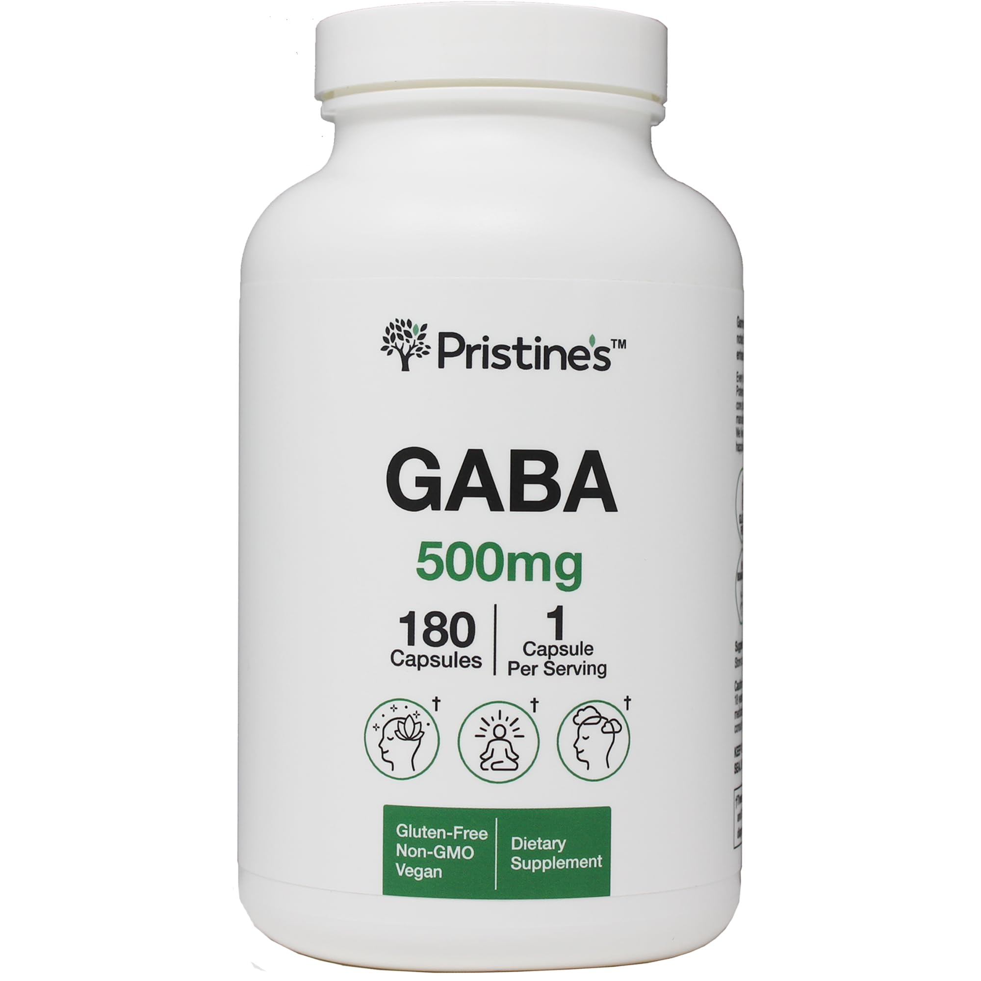 PRISTINE'S GABA 500mg Sleep Quality Support Supplement - 180 Day Supply - Calm Mind & Relaxation Sleep Support Capsules