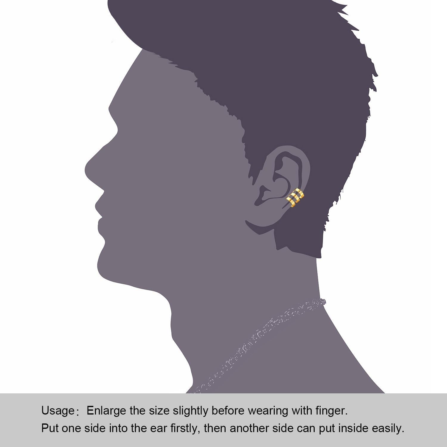 JewelrieShop Earcuffs for Men Stainless Steel Clip on Cartilage Helix Ear Cuffs Non-Piercing Punk Earrings Women - Image 6