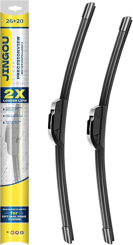 Palhetas do limpador de para-brisa dianteiro JINGOU 26" + 20" para Toyota Camry e Highlander – Par com 2 unidades