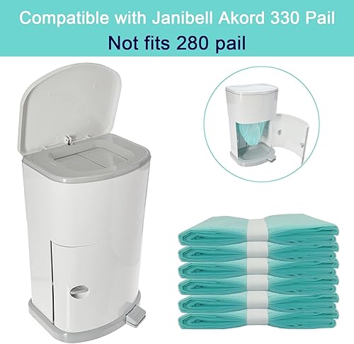 Miniatura 2 de Paquete de 6 repuestos de forro para eliminación de pañales compatibles con el sistema de eliminación de pañales Janibell Akord 330 Slim para