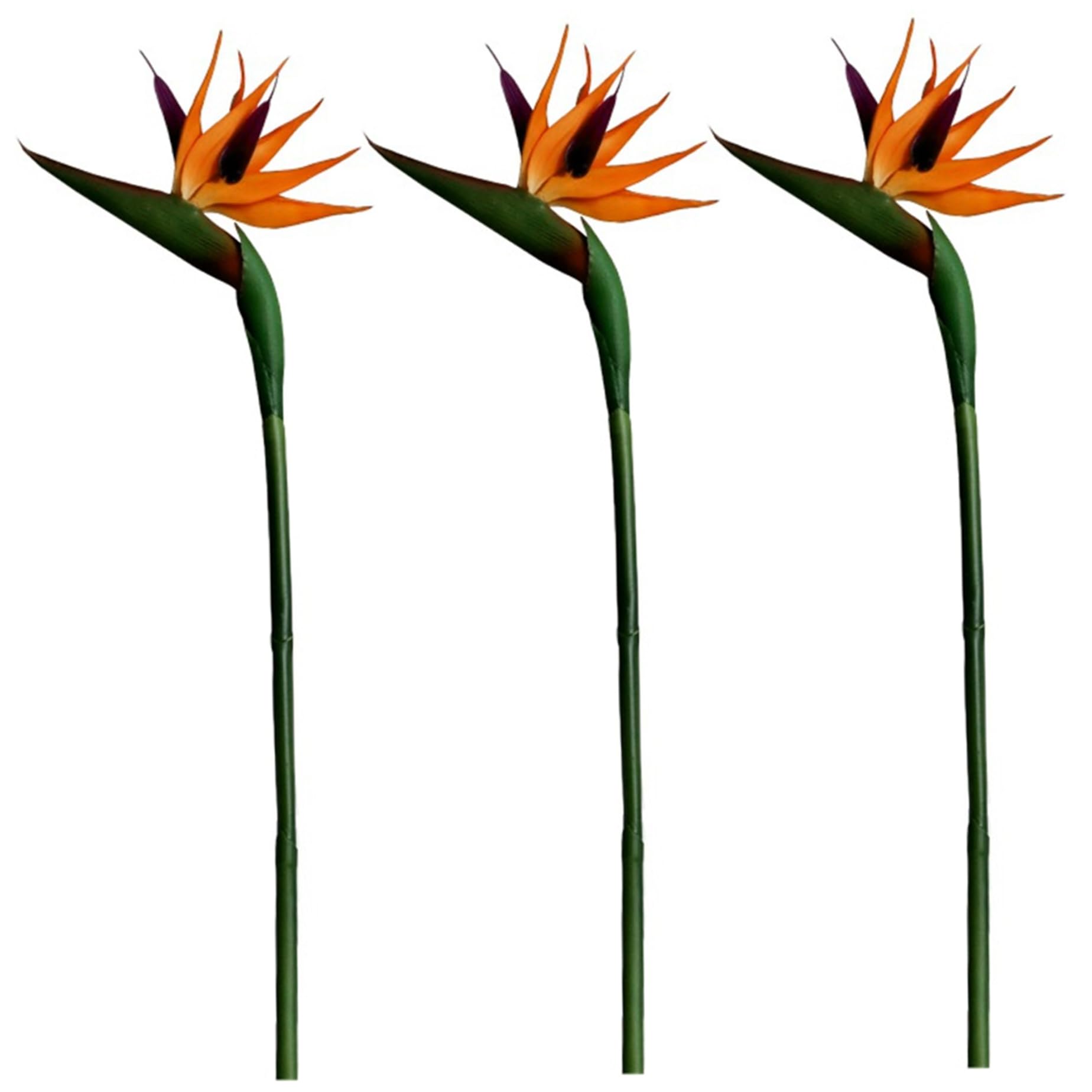 Ngbbby Bird of Paradise Plant 3Pcs Simulation Artificial Flowers Soft Plastic PVC Realistic