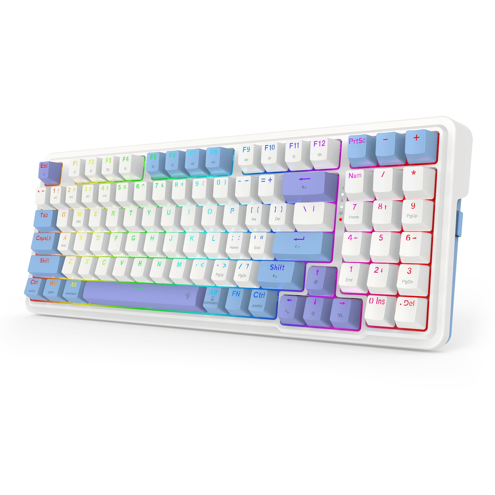Redragon Mechanical Keyboard Wireless, Gaming Keyboard Wireless 3-Modes 94 Keys Mechanical Keyboard Hot-Swap Socket, RGB Creamy Gaming Keyboard Gasket Structure for PC/Tablet/Laptop/Xbox/PS4/PS5