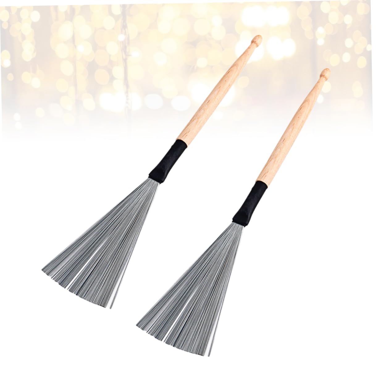 Spazzola Tamburo in Filo D'acciaio 2 Pezzi 222mm Beige | Doppio Lato, Accessori per Batteria Acustica e Jazz, Manico Robusto per Uso Musicale