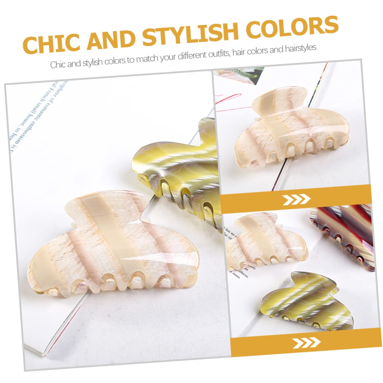 FRCOLOR White Hair Claw Clips Women Fashion Hair Jaw Clips Acrylic Hair Clips for Girls and Women - Image 3