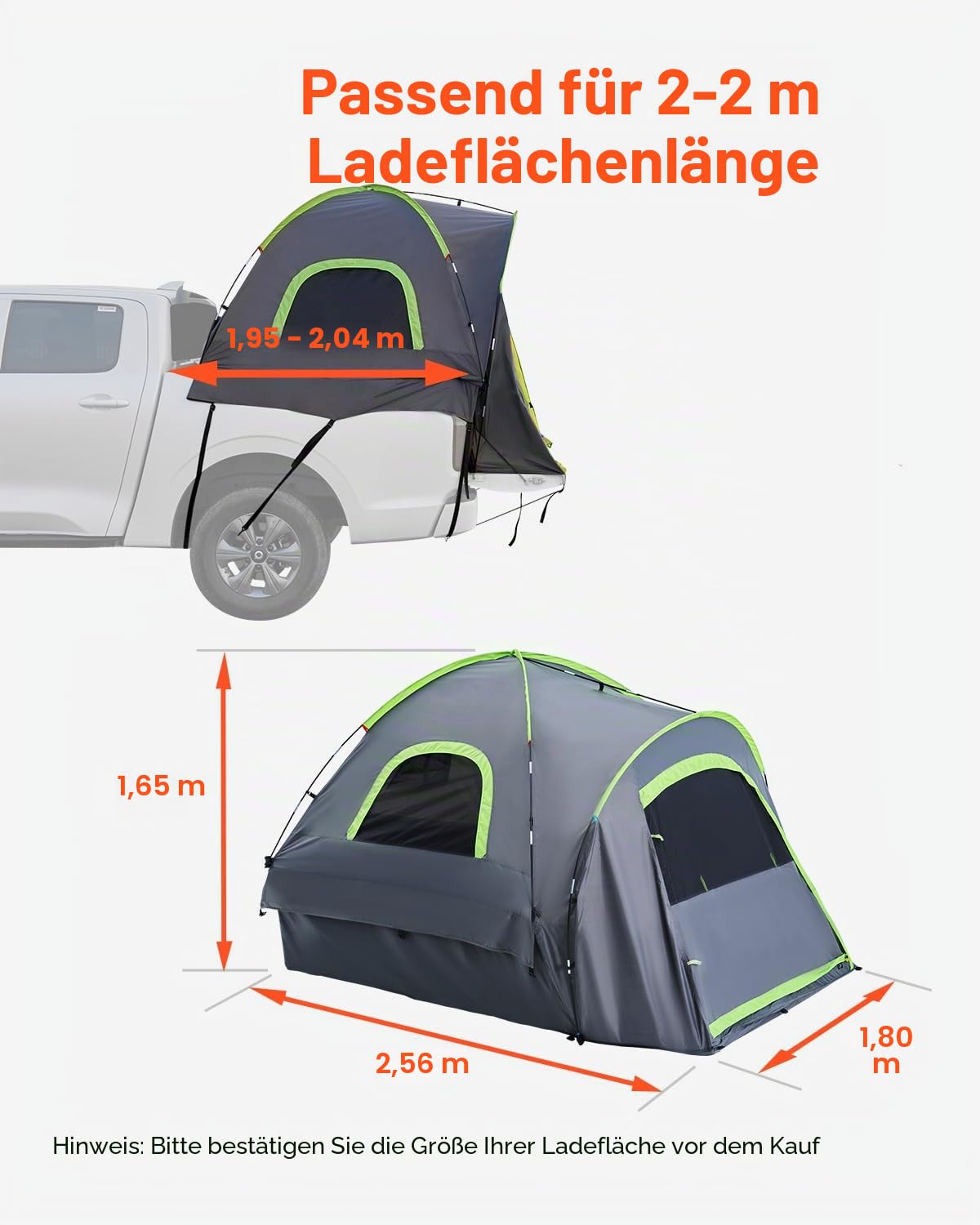 VEVOR Dachzelt Truck LKW Zelt Campingzelt Doppelschichtzelt Outdoors Pickup Truck Zelt LKW Bett Zelt Outdoor Familie Camping Reise Autozelt, Wasserdichtes Autodachzelt Heckzelt Tragetasche