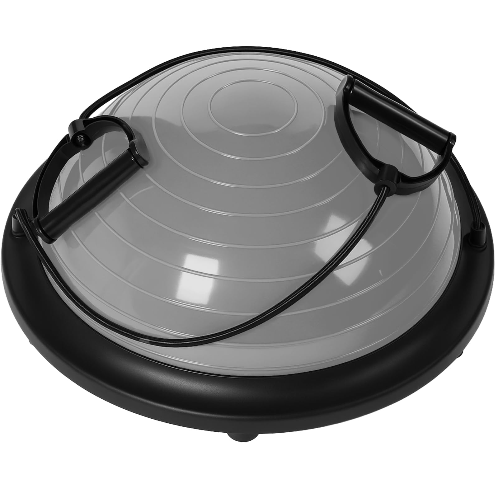 Half Balance Ball Board Inflatable Air Dome With Resistance Bands and Pump, Exercise Balance Trainer for Home Gym Workout Fitness Anti-slip Yoga Ball for Women Pilates (Grey)