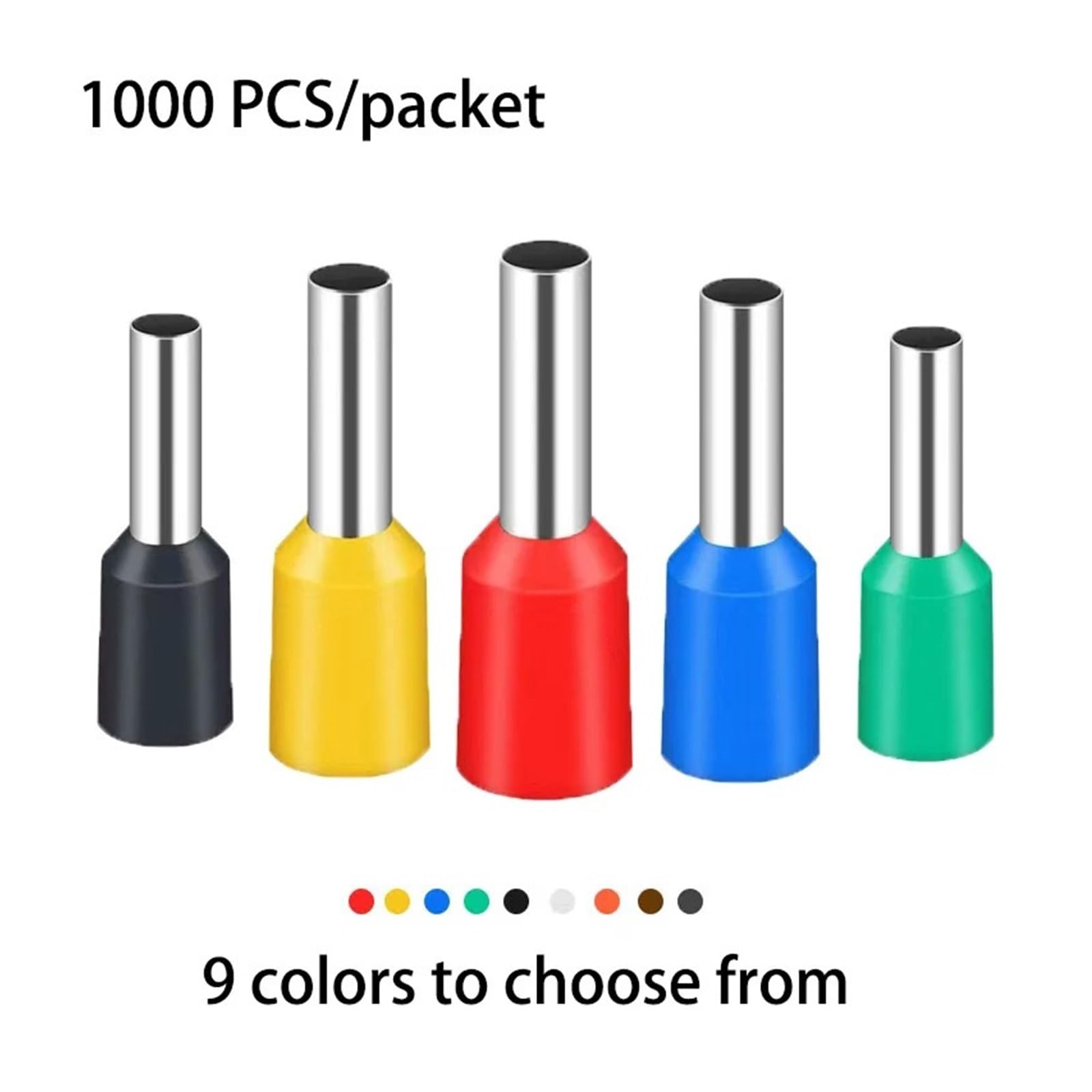 1000 pz/pacco Terminale Estremità del Cavo Isolato A Crimpare E0508 ​​1008 1508 7508 2508 Puntali Terminali a Pressione Terminali A Crimpare Tubolare(Red,E6012-1000PCS)