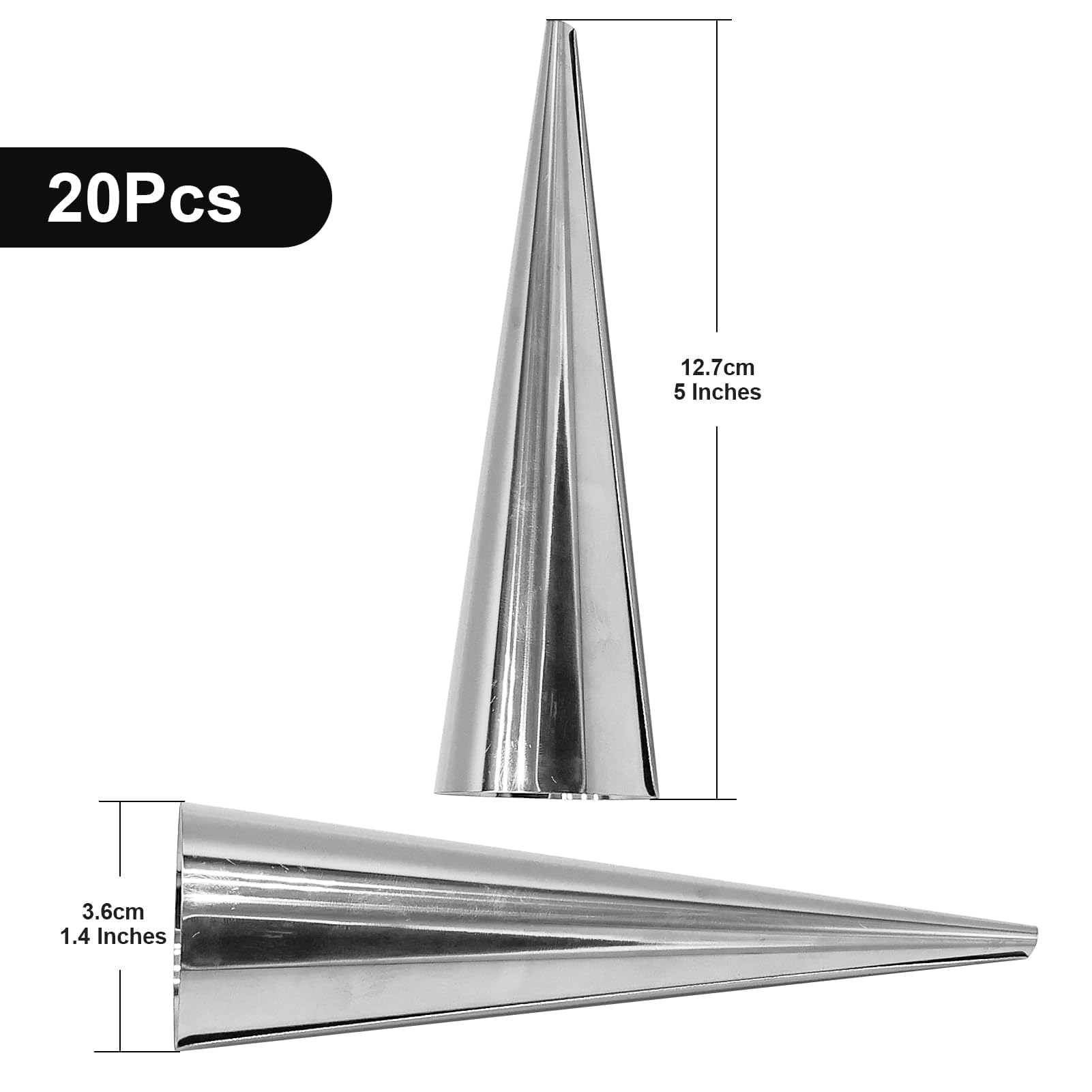 Stampi Per Cannoli E Croissant In Acciaio Inox - 10 Coni Per Pasticceria E Gelato - Foto 10